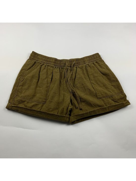 Old Navy Pants - Old Navy Gathering Moss Olive Linen Blend High Rise Pull On Shorts M